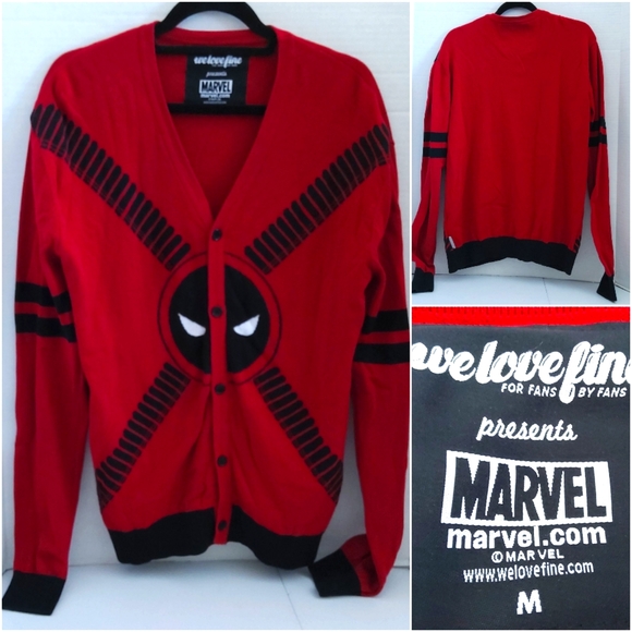 Marvel Dead Pool cardigan sweater size Med - Picture 5 of 7